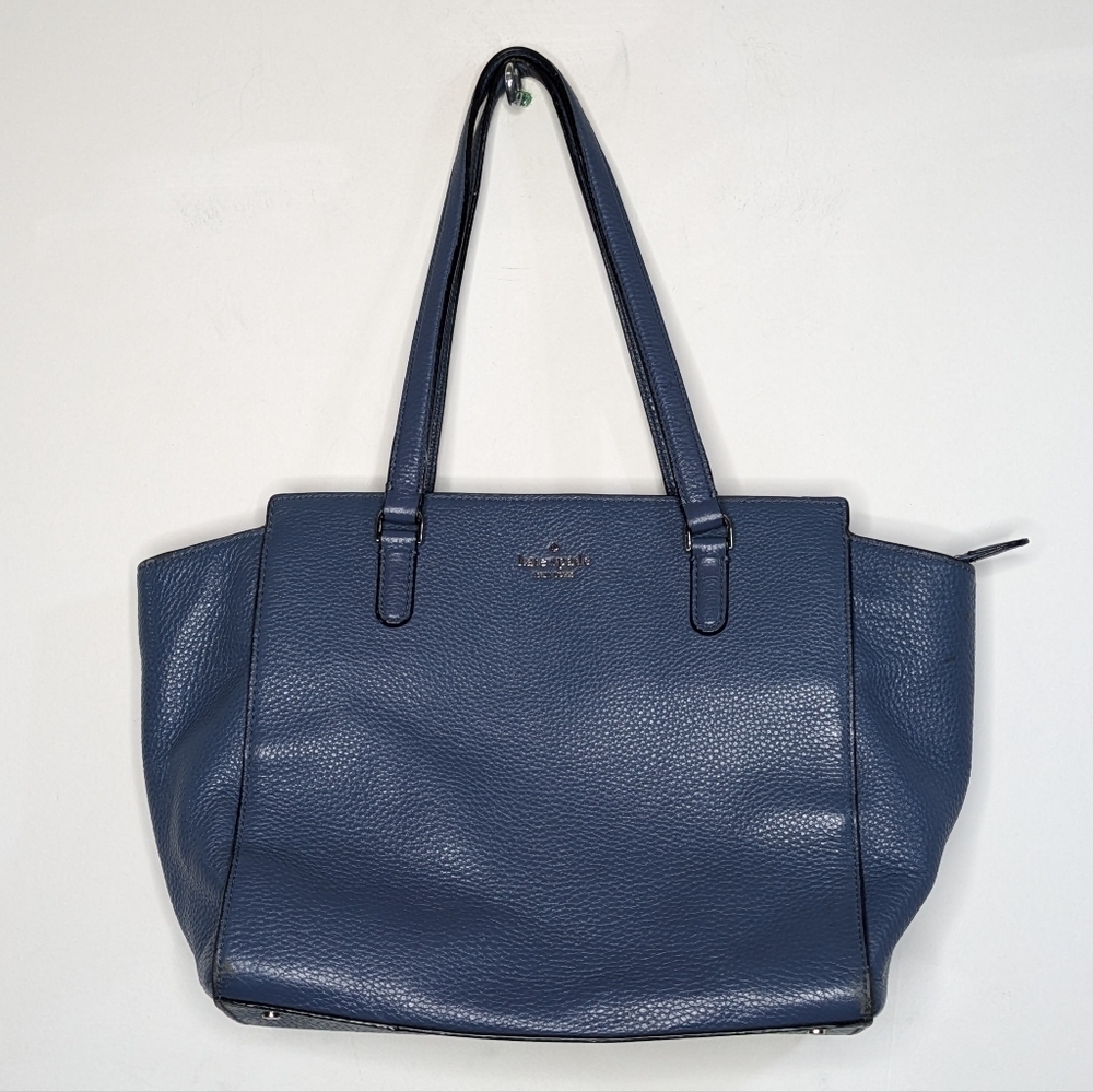 Kate Spade Blue Pebbled Leather Satchel Tote Bag